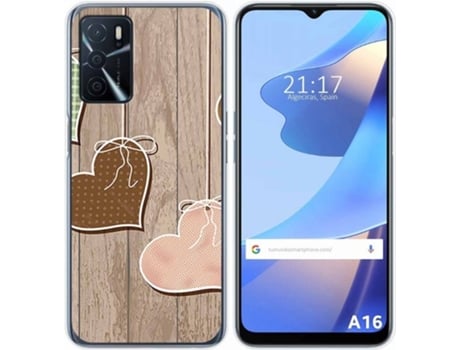 Carcasa Oppo A16 / A16s TUMUNDOSMARTPHONE Corazones Madera Multicolor