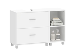 Mueble De Baño Con Lavabo De Pedestal, 2 Cajones Y 2 Estantes Abiertos, Con Unas Dimensiones De 90x30x60 Cm.