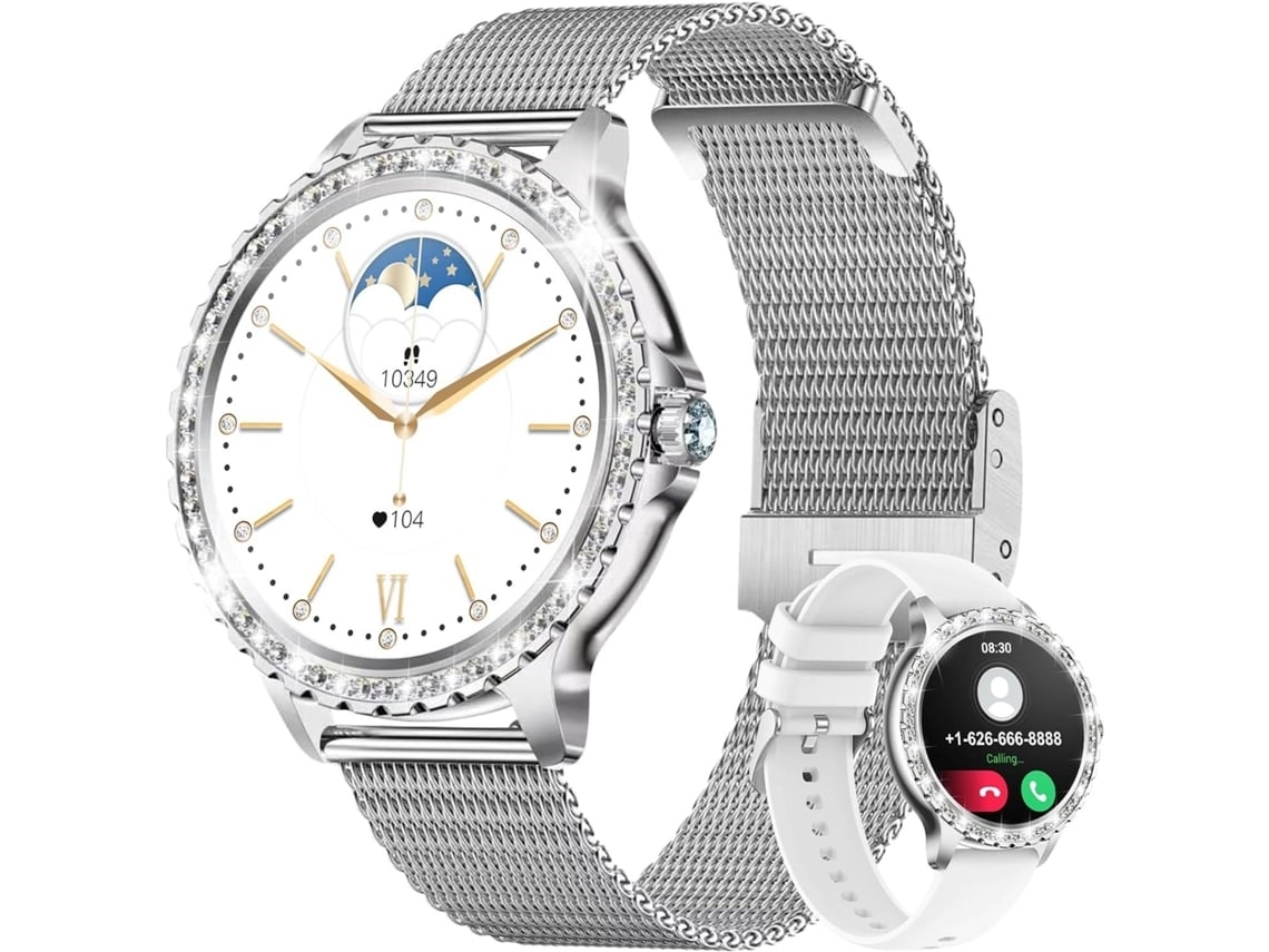Reloj inteligente para mujer, con llamadas Bluetooth, reloj deportivo de 1.32" con monitor de presión arterial, oxígeno en sangre y frecuencia cardíaca - Chennnls