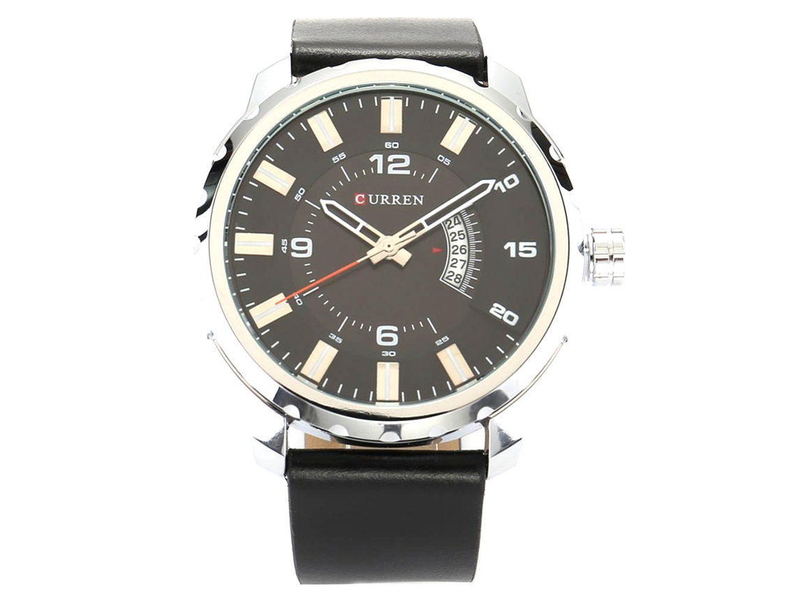 Reloj De Pulsera De Aleación Redondo Con Display Analógico Cuarzo Para Hombres (caja Blanca Dial Negro)