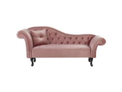 Chaise longue izquierdo BELIANI Lattes de Terciopelo Rosa 188x59x87