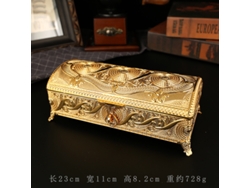 Caja Rectangular De Metal Dorado Para Guardar Joyas, Ideal Para La Decoración Del Hogar.
