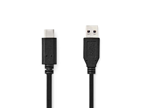 USB Cable USB 3.2 Gen 2 USB-A Male USB-C Male 60 W 10 Gbps Nickel Plated 1.00 m Round PVC Black Label NEDIS