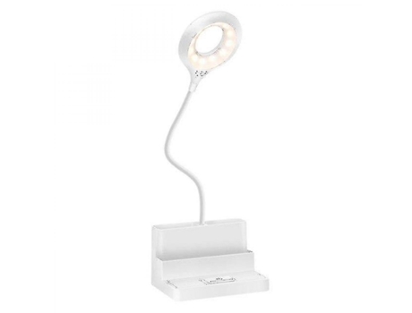 Lámpara LED 3 en 1 Lámpara de lectura recargable USB blanca.