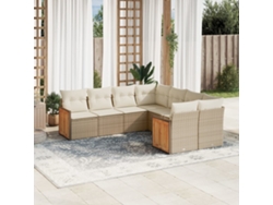Conjunto de 8 sofás de jardín con cojines de mimbre beige Dkd Home Decor