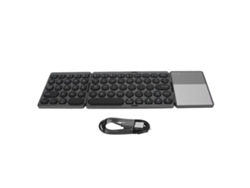 Teclado Plegável Bluetooth Com Touchpad Universal 64 Teclas 140mah Sem Fio Portátil Preto