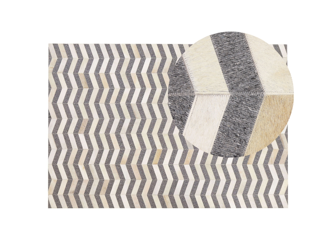 Alfombra BELIANI Baggoze de Jacquard, Piel de vaca Gris 140x200