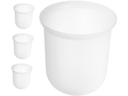 Juego de 4 portaescobillas redondos de 100 x 115 mm, de plástico blanco semitransparente, con base Slowmoose