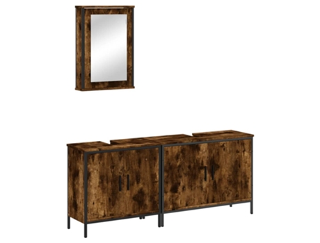 Conjunto 3 de muebles baño VIDAXL madera contrachapada roble ahumado