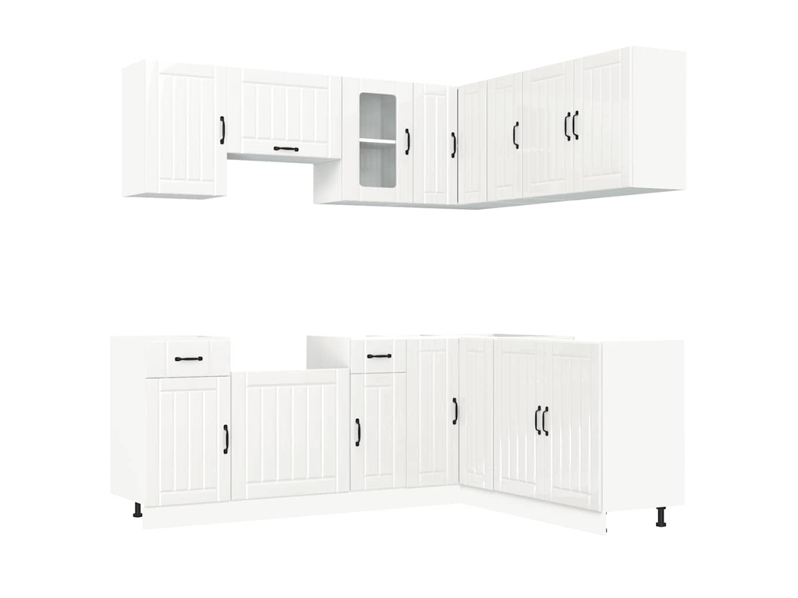 Juego de 11 gabinetes de cocina blancos brillantes MAISON EXCLUSIVE