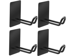 Ganchos Adhesivos Para Ropa De 4 Pzas, Abrigos Pared, Sinn Perforación, Toallas, Col Negro Baño.