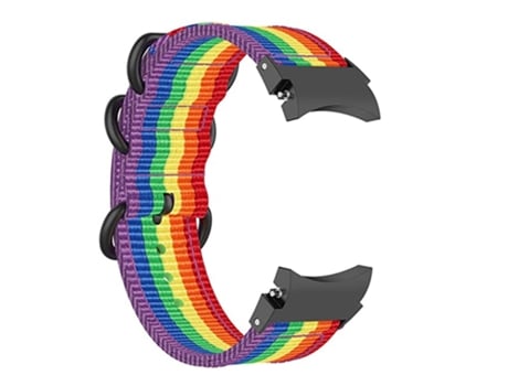 Correa de reloj inteligente para Samsung Galaxy Watch4/Watch4 Classic/Watch5/Watch5 Pro Correa de reloj de nailon con tres anillos (arco iris)