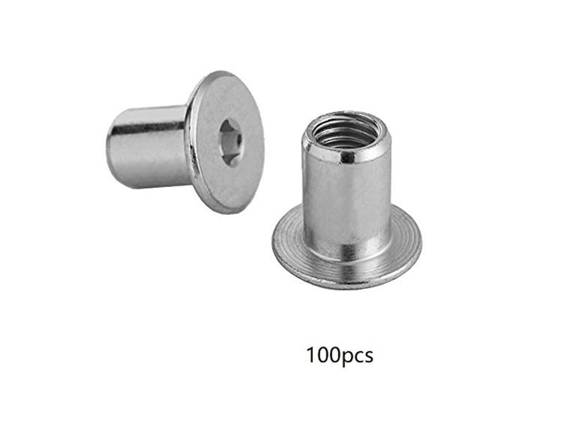 Porca De Soquete Com Cabeça Plana Hexagonal M6 X 15 X 10 Mm 100 Peças Aço Galvanizado Jol