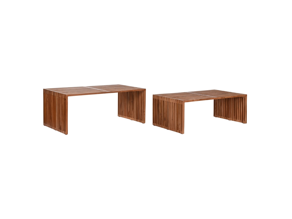 Set 2 Mesa Centro Teca Natural 116x60x46cm
