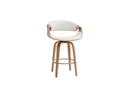 Banco de bar moderno branco e madeira clara 65 cm Aramis MILIBOO