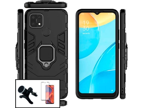 Carcasa, Protector y Soporte Auto Reforzado Oppo A15 PHONECARE Military Defender Negro