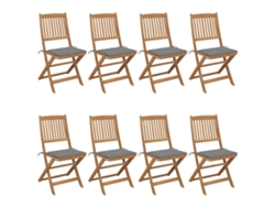 Sillas de jardín plegables DKD HOME DECOR de 8 piezas con cojines de acacia maciza