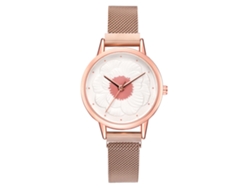 Reloj De Pulsera Sencillo E Informal De Aleación Para Mujer Con Correa De Malla Y Esfera Redonda - Rosa