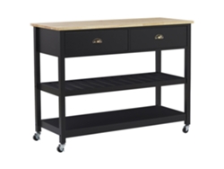 Carrito de cocina BELIANI Navarino de Madera de caucho, MDF Negro 120x48x91