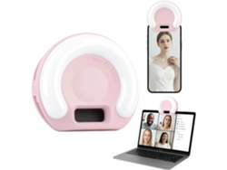 Luz portátil para selfies, iluminación con pinza para creadores de contenido, artículos esenciales para grabar con teléfono móvil/portátil Bisbisous (rosa)