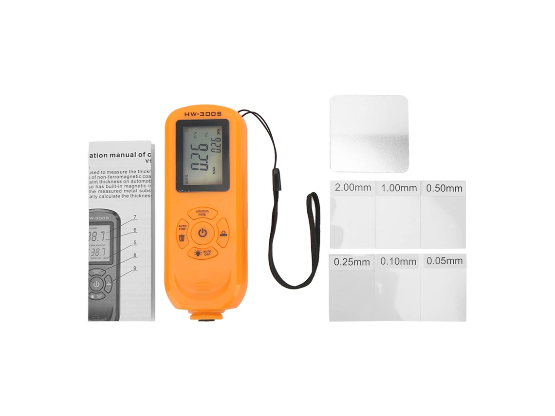 Medidor De Espesor De Recubrimiento De Pintura Con 3 Unidades Μm Mm Mils Para Fabricación, Pantalla Naranja Vertical