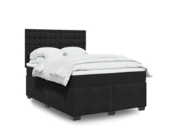 Cama Box Spring Con Colchón Terciopelo Negro 140x200 Cm