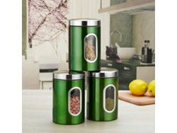 Juego De 3 Recipientes De Acero Inoxidable Para Almacenar Alimentos Con Tapas Transparentes.