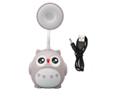 Lámpara De Escritorio Led Con Portaminas Protectora De Ojos Usb Forma De Búho Nocturno Infantil Gris