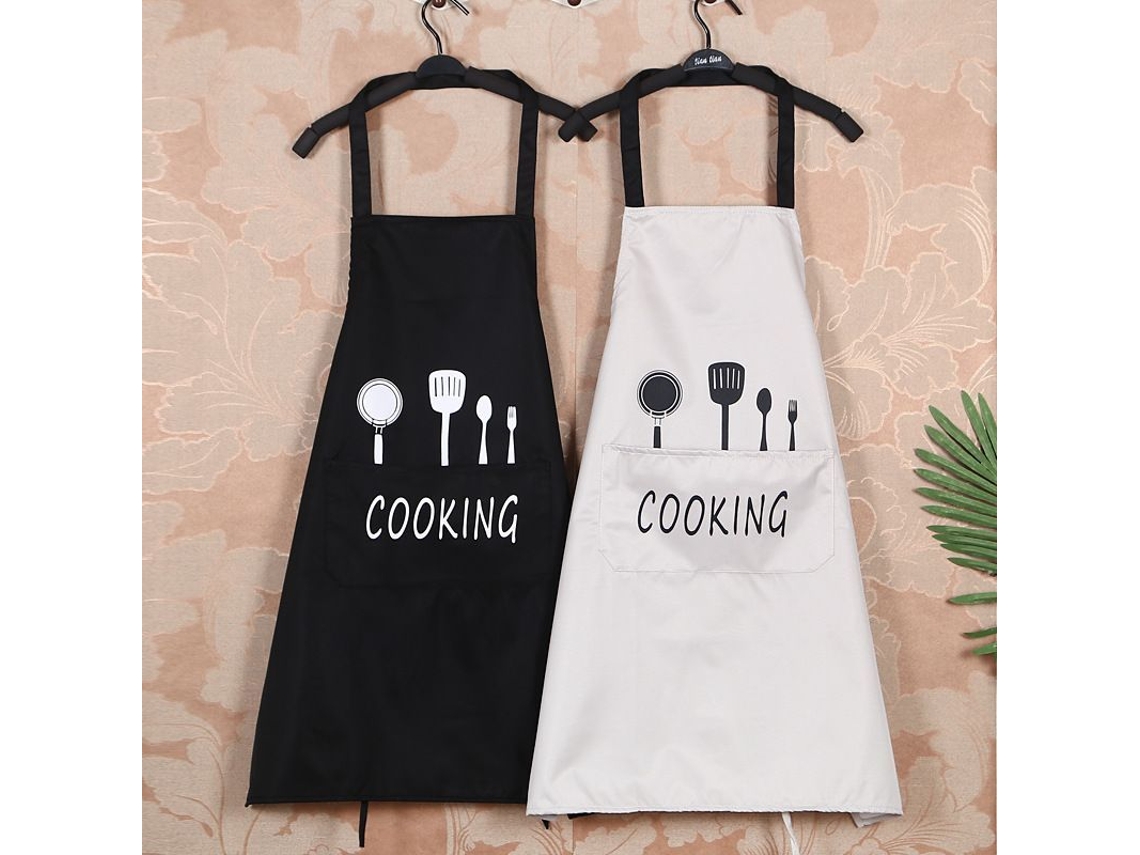 Bolsa unisex impermeable de PVC con bolsillo para cocina, repostería, barbacoa, hogar y restaurante, 2 unidades, blanco y negro.
