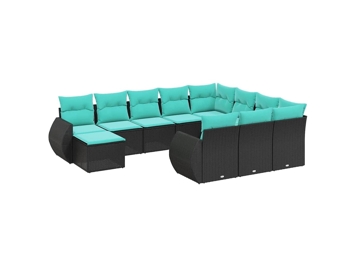 Maison Exclusive - Conjunto De Sofá De Jardín De 11 Piezas Con Cojines, De Poliratán Negro
