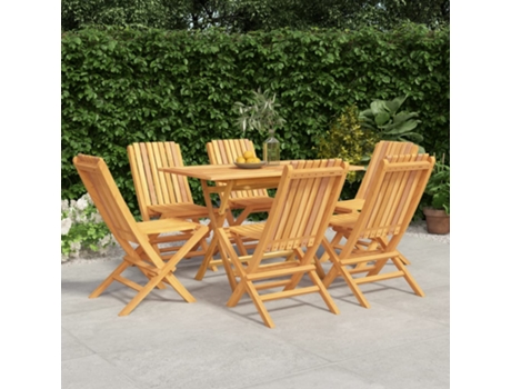 Conjunto 7 Juego De Comedor Para Jardín VIDAXL Marrón Madera