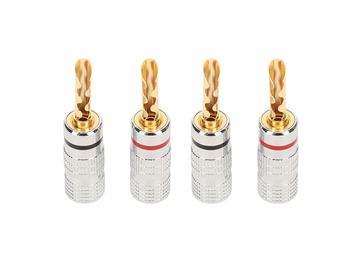 2 Pares De Conectores Banana De Acero Bronceado Chapados En Oro De 4 Mm Para Amplificadores Y Altavoces