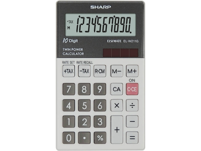 Calculadora Básica SHARP EL-W211G Gris (10 dígitos)