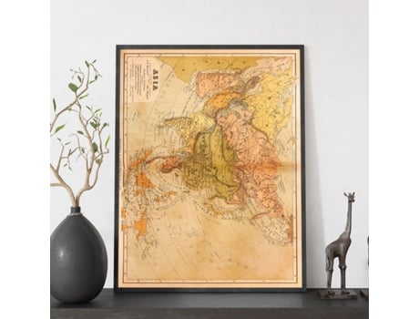 NACNIC Pósters Geográficos En Vintage Nueva Geografía Universal Ilustraciones De Antiguos Mapamundis En Tonos Sepia Tamaño A3 Con Marco Color Mader...
