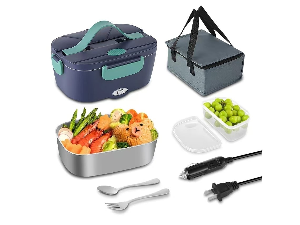 Fiambrera Portátil De Acero Inoxidable Con Calefacción (12v, 24v, 220v) Para Comidas Calientes En El Coche.