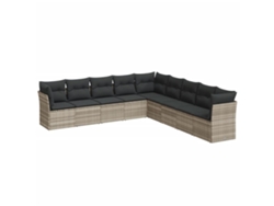Maison Exclusive - Set Muebles Jardín 9 Pzas Y Cojines Ratán Sintético Gris Claro