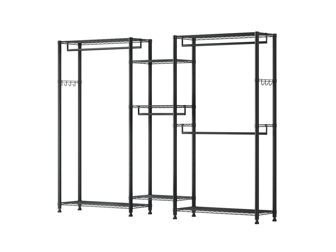Perchero de pasillo ajustable Succebuy de 7 niveles, color negro, 186,95 x 38 x 192 cm