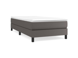 Cama con Colchón de Muelles y Cabecero Piel Sintética Gris (90x190 cm)