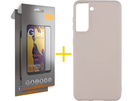 Kit Funda + 2 Protectores de Pantalla Samsung Galaxy S21 + Plus SKYHE Full (Rosa Claro)