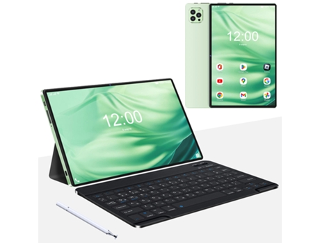 Tablet WUXIAN V62 + Teclado Bluetooth + Funda de piel + Auriculares + Bolígrafo Stylus (10.1'' - 64 GB - 4 GB RAM - Wi-Fi+4G - Verde)