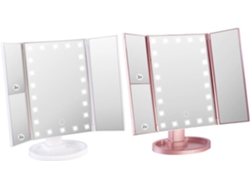 Espejo cosmético LED Gokoco (juego de 2) Espejos de maquillaje plegables, iluminación LED, aumento de 3x