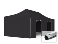 Carpa plegable de 4 x 8 m, aluminio profesional de 50 mm, laterales sin ventanas, color negro