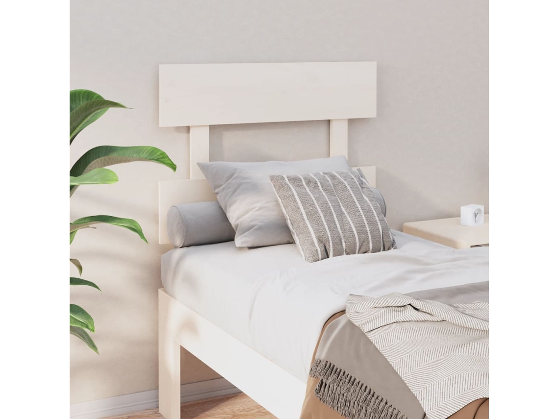 Cabecero De Cama Madera Maciza De Pino Blanco 103,5x3x81 Cm