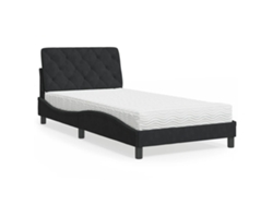 Cama Con Colchón Terciopelo Negro 100x200 Cm