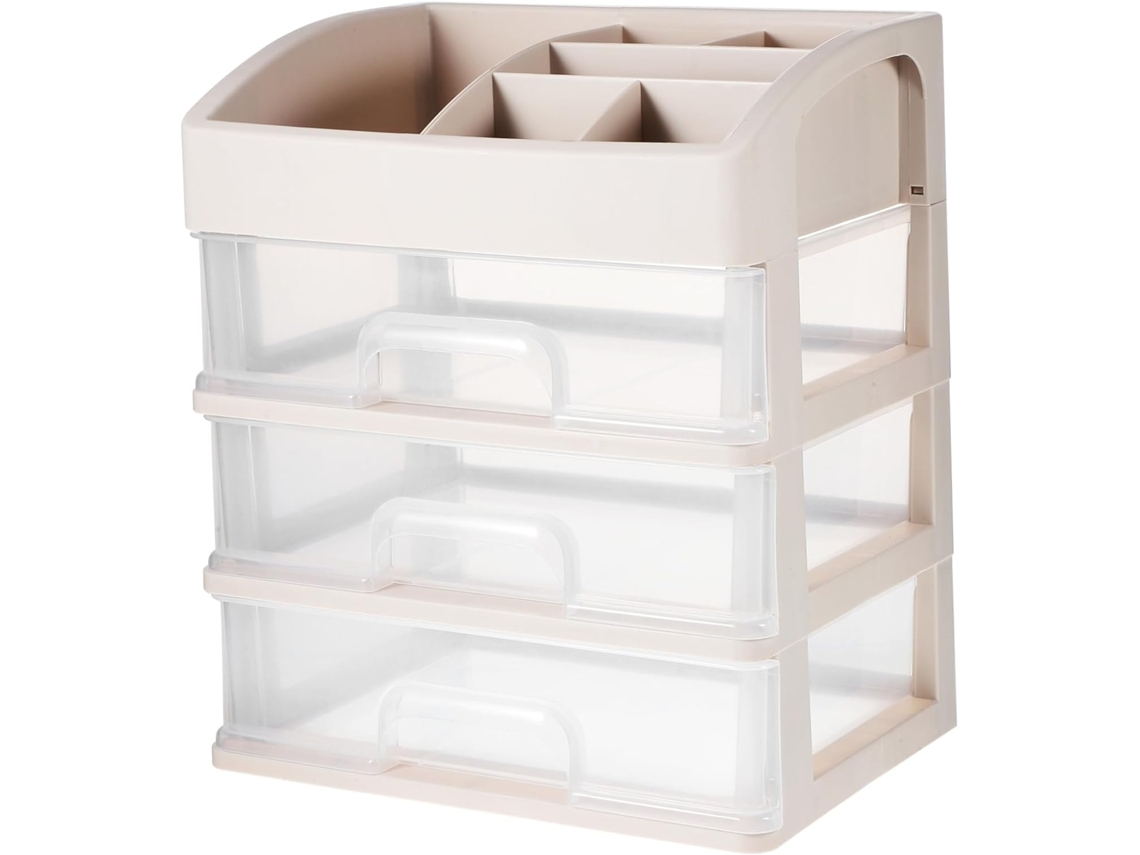Caja De Almacenamiento De Escritorio De Plástico Con 3 Compartimentos Para Material De Oficina.