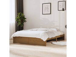 Estructura Cama Sin Colchón Madera Maciza Marrón Miel 140x190cm