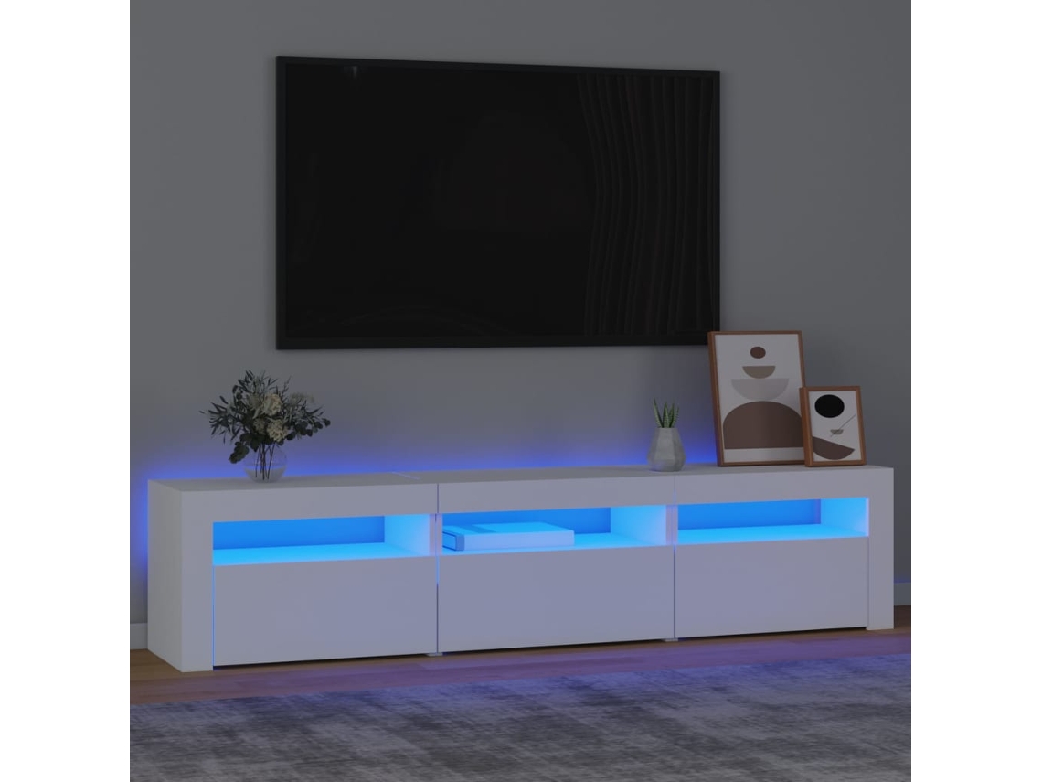 Estantería/Mueble de TV con luces Led 180X35X40 Cm Blanco