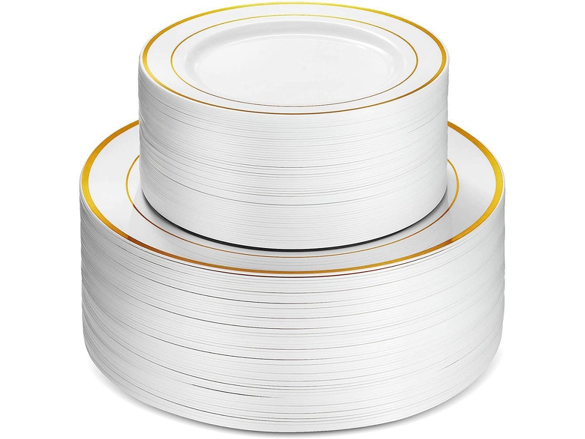 GIGIKILL Elegância Para Jantar Placas De Plástico De Qualidade De Ouro Premium Para O Seu Próximo Evento O Design Descartável Para Serviços Pesados Garante D