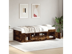 Sofá Cama Con Cajones Sin Colchón Roble Ahumado 100x200 Cm