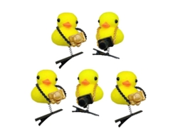 5 Pinzas Para El Cabello Con Un Lindo Patito Amarillo De Peluche, Accesorio Para El Cabello Para Niñas - Primavera Encantadora